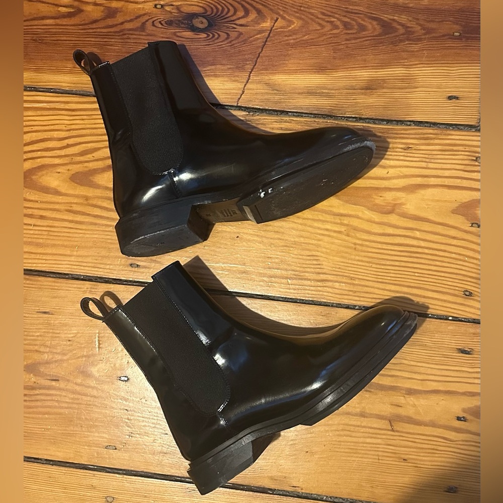 APC patent leather chelsea boots